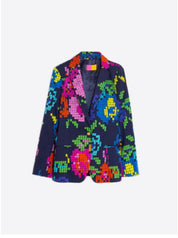 JACKET HANNAH FLOWER CROSS STITCH NAVY PRINT