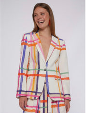 JACKET HANNAH CHECK WATERCOLOUR PRINT