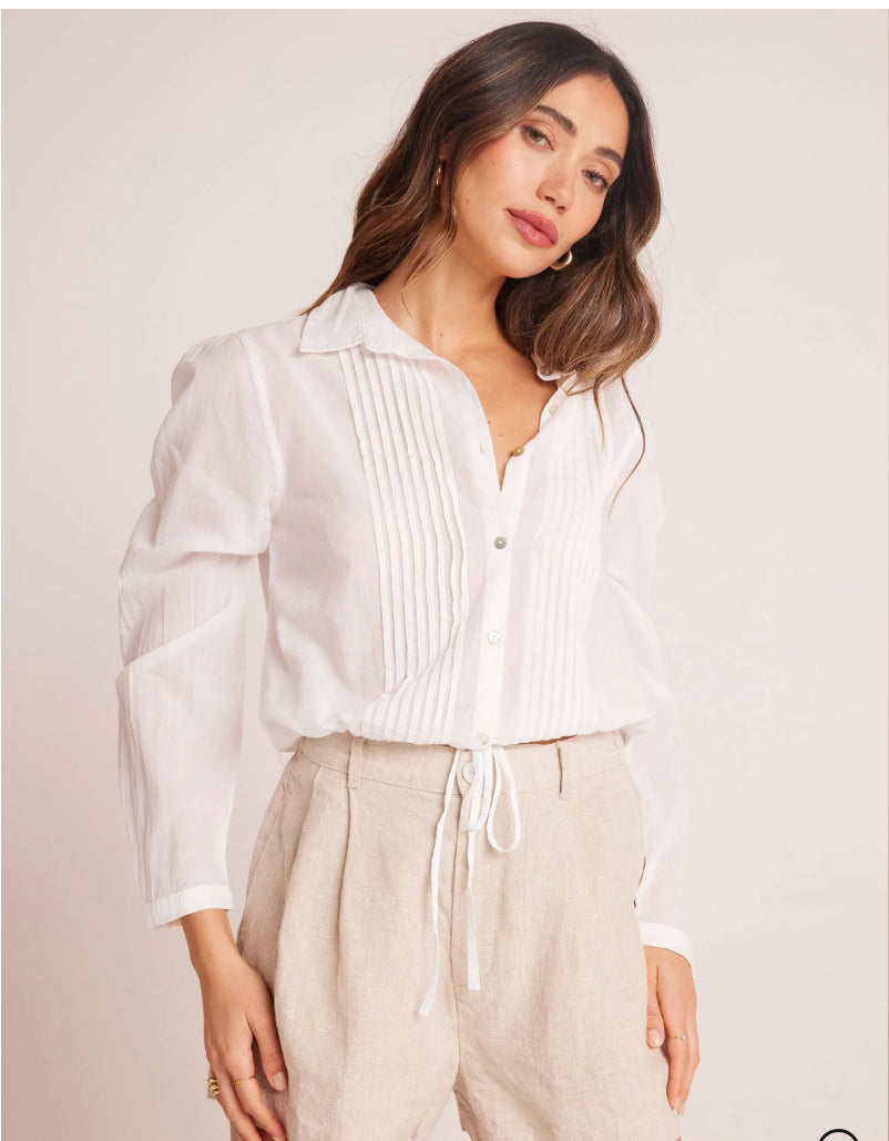 Pintuck Crop Button Down