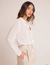 Pintuck Crop Button Down