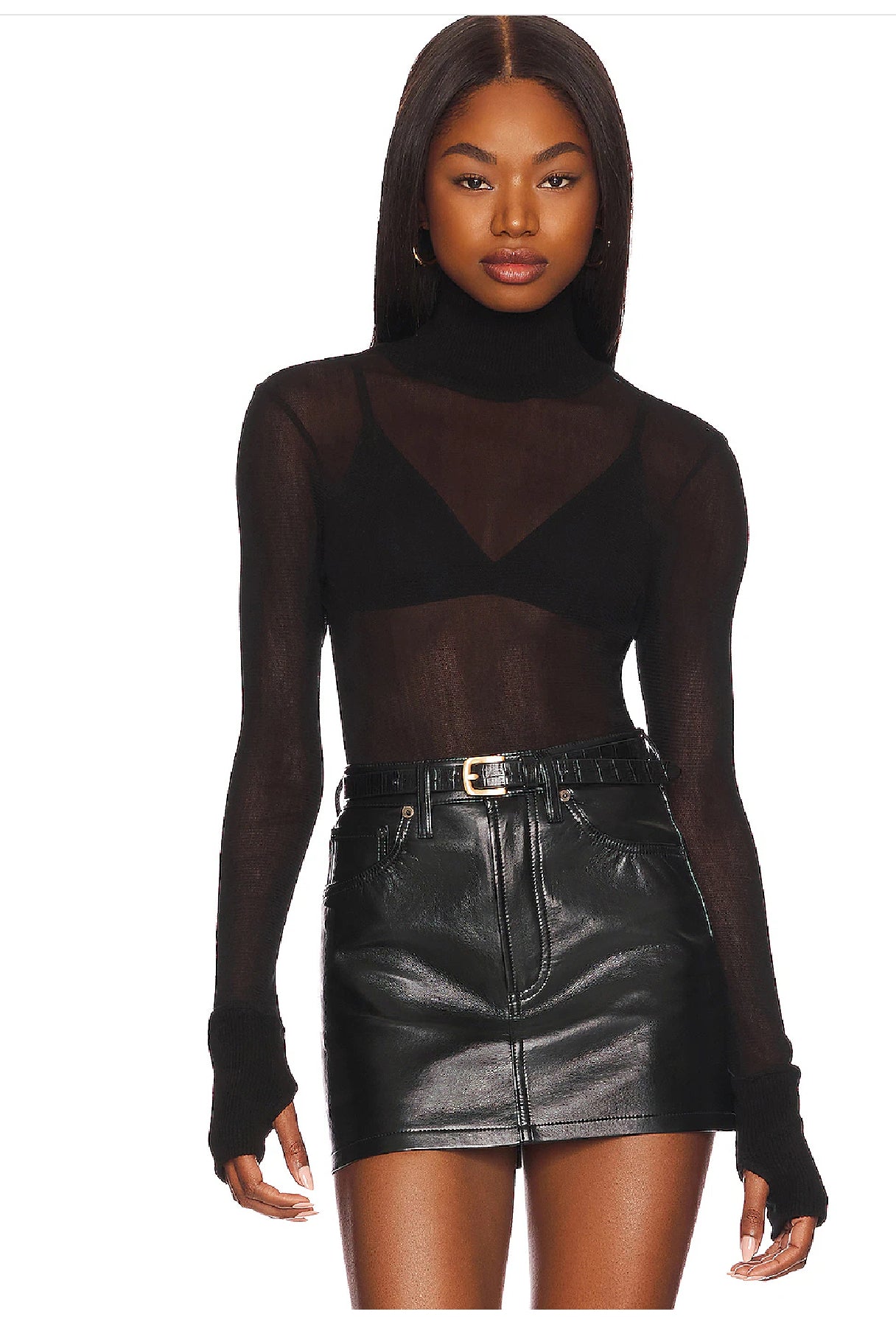 Mesh Cuffed Turtleneck