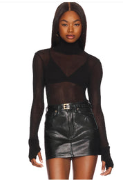 Mesh Cuffed Turtleneck