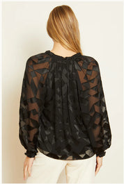 MIKI TOP IN BLACK GEO BURNOUT