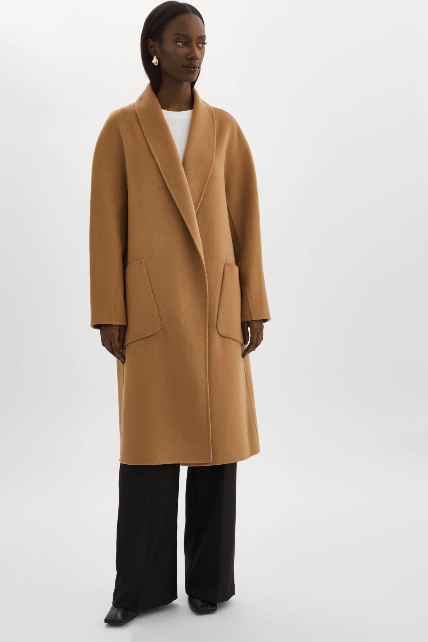 THARA | SHAWL COLLAR WOOL COAT