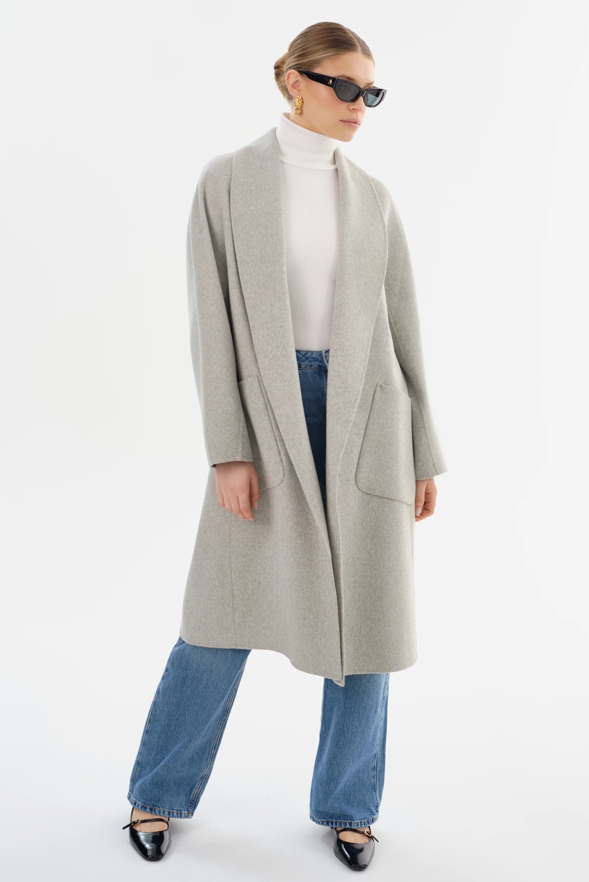 THARA | SHAWL COLLAR WOOL COAT