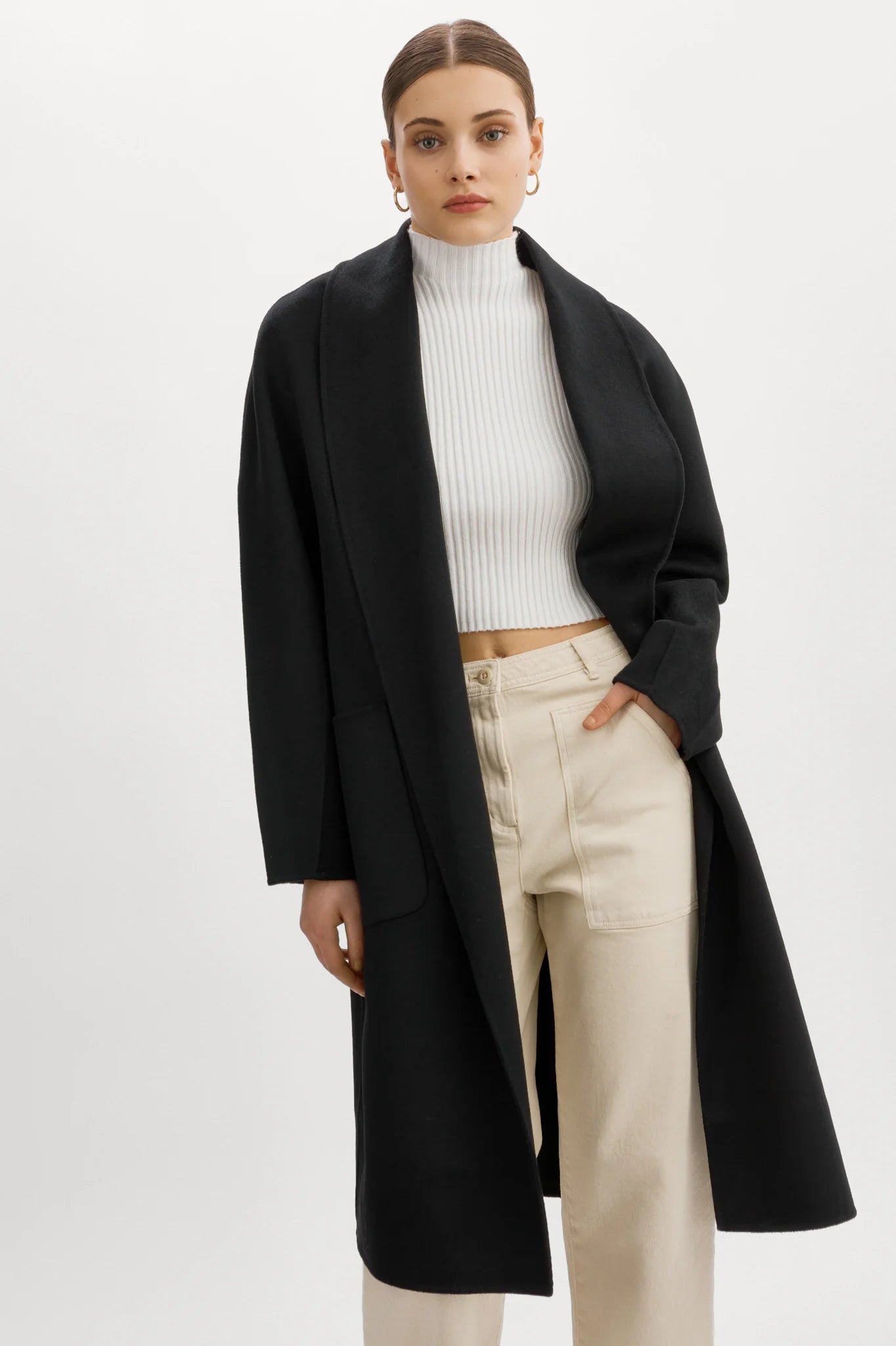 THARA | SHAWL COLLAR WOOL COAT