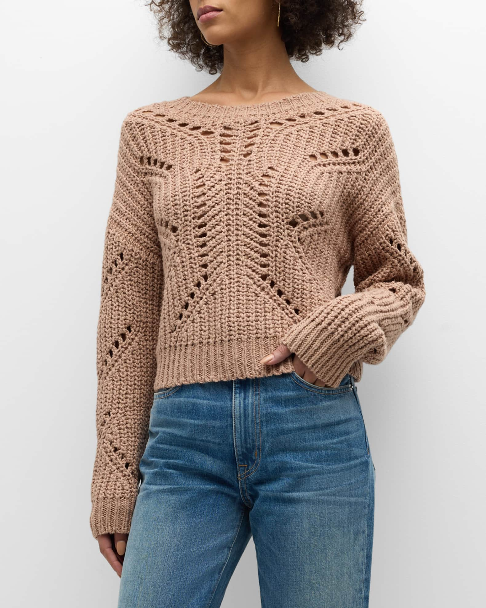 Pointelle-Knit Cotton Sweater