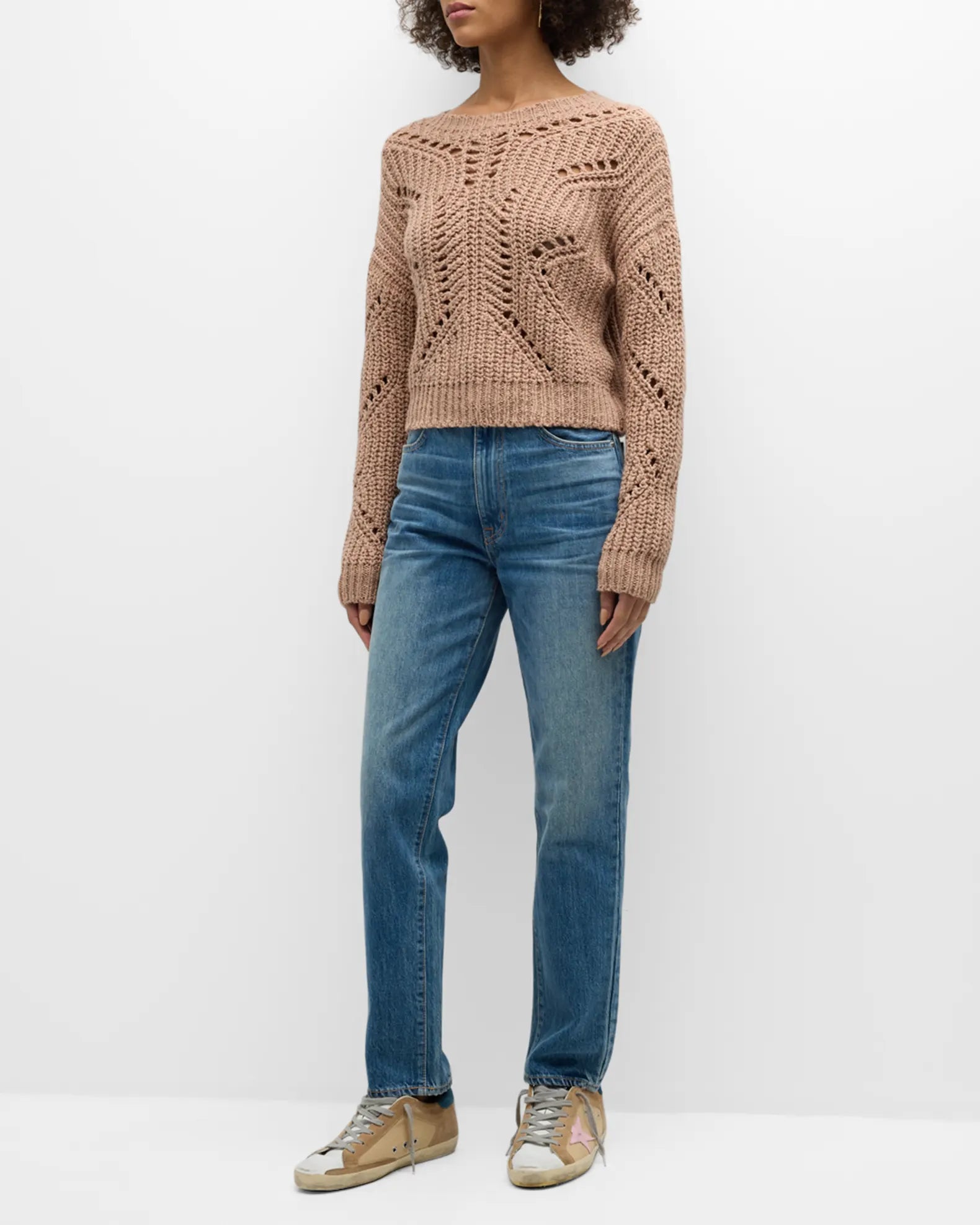 Pointelle-Knit Cotton Sweater