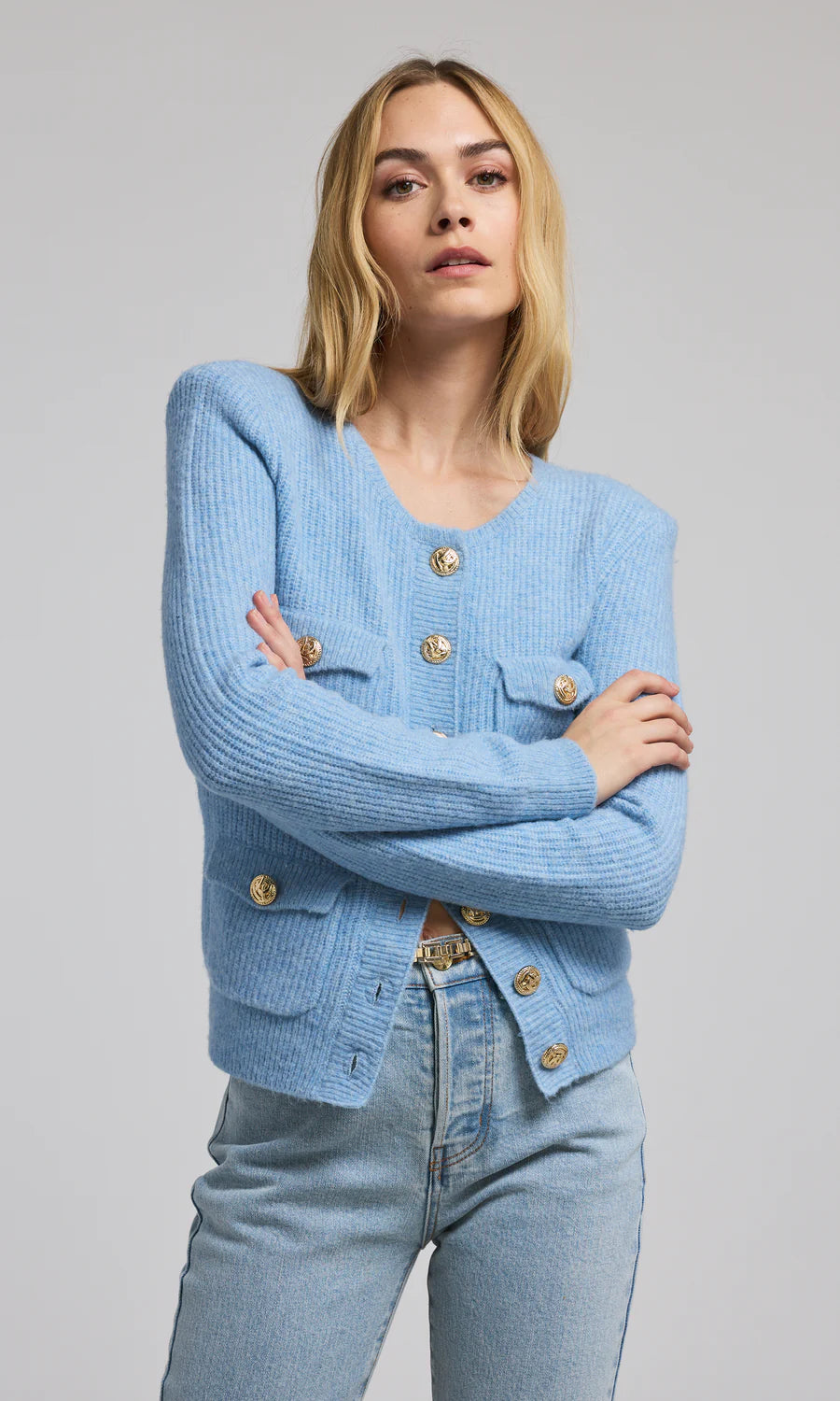 Ellison Rib Cardigan - Blue