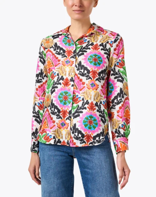 Gaby Multi Print Silk Top