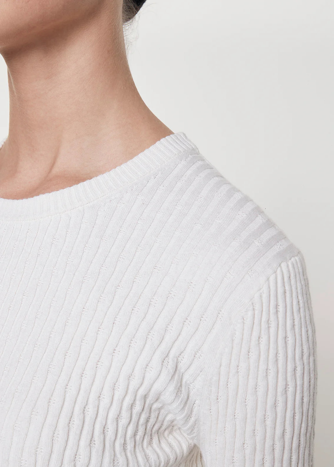 CASHMERE COTTON POINTELLE L/S CREW