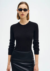 CASHMERE COTTON POINTELLE L/S CREW