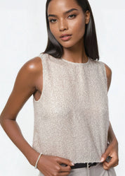 ROMILLY METALLIC CHIFFON CROPPED TOP HAZE