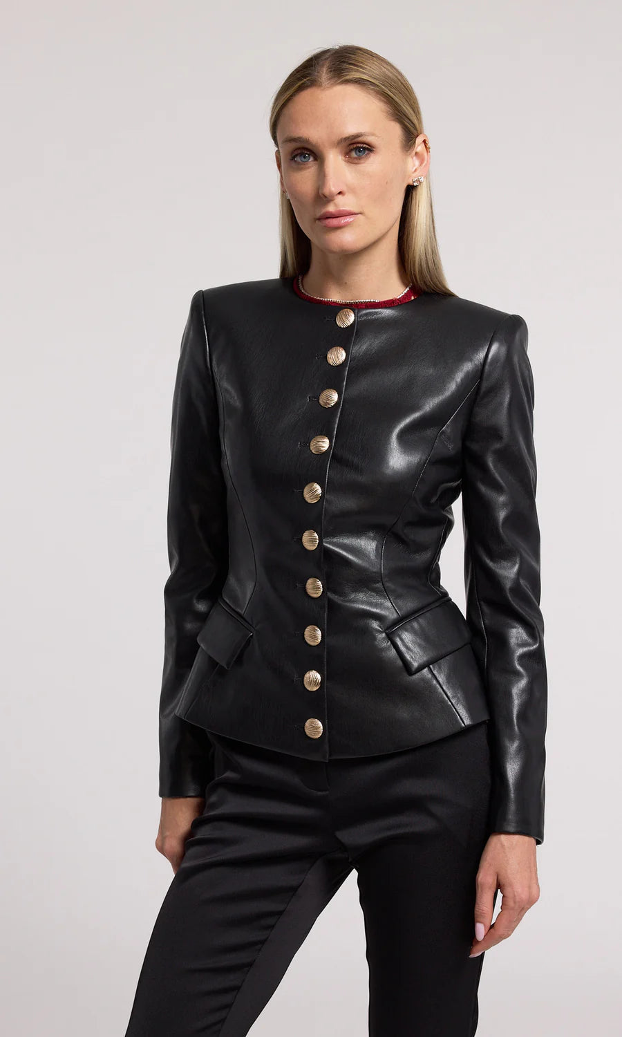 OPHELIA VEGAN LEATHER BLAZER