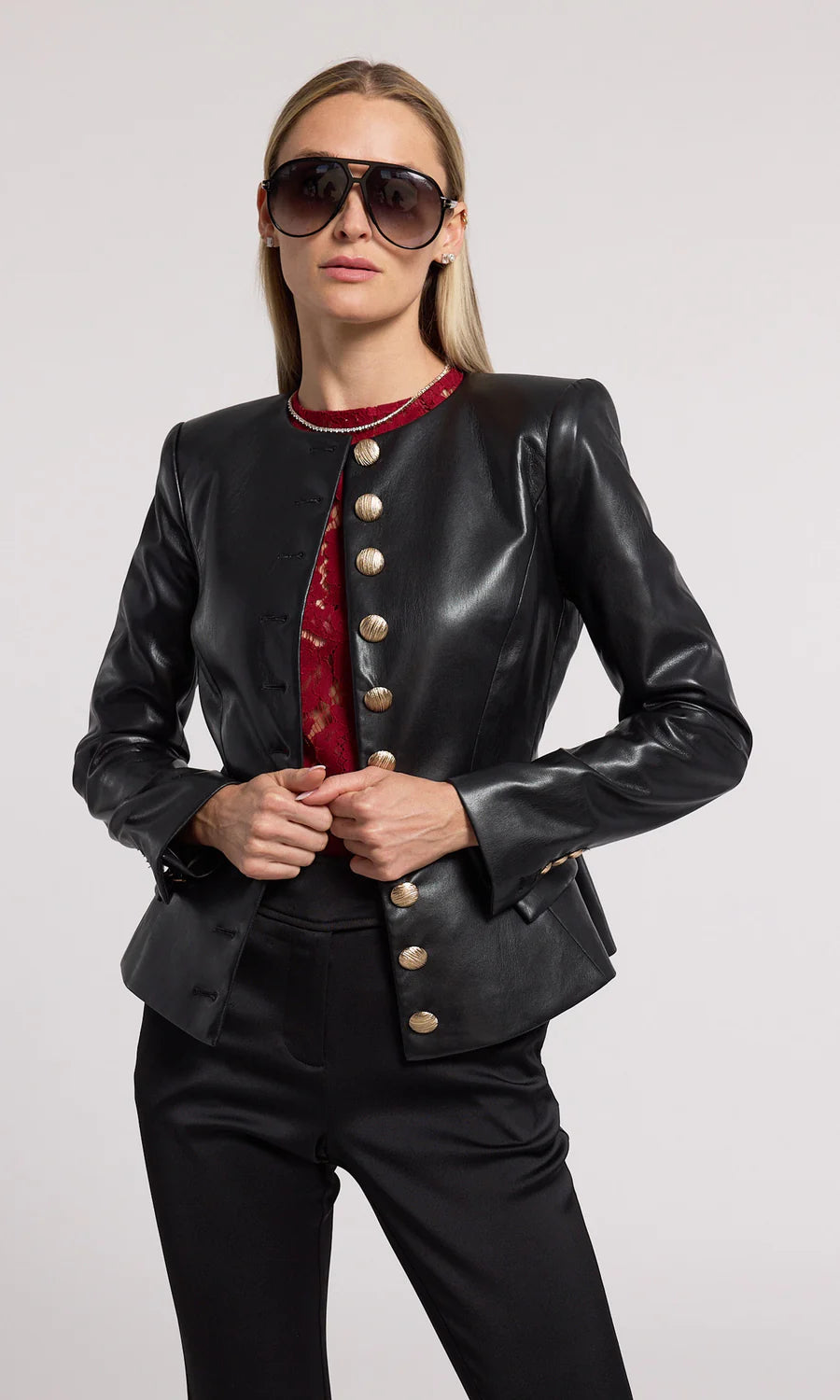 OPHELIA VEGAN LEATHER BLAZER