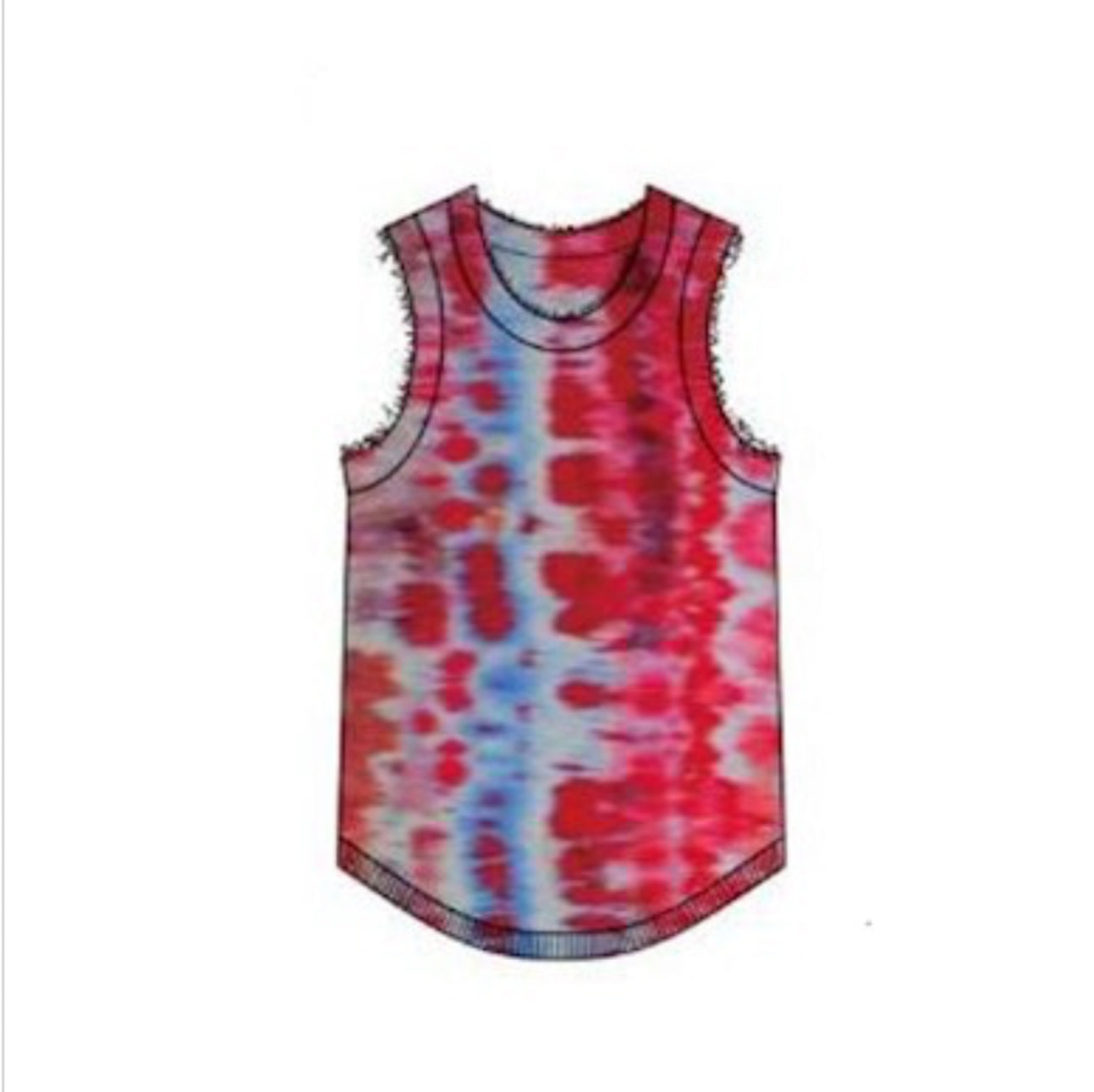 Blurred Animal Print Distressed Muscle Tee