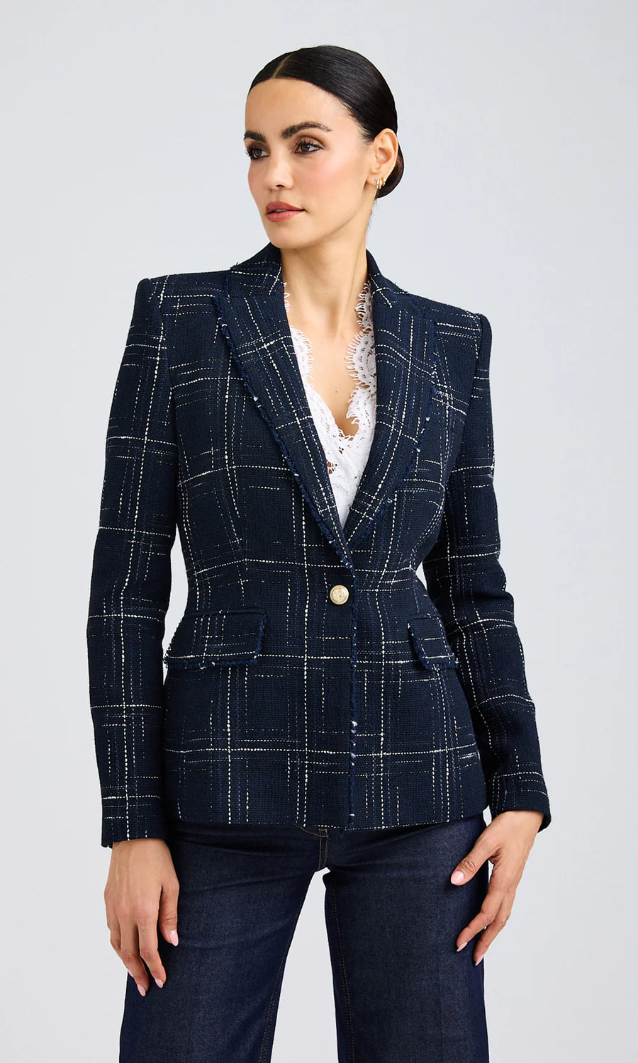 AIMEE WINDOWPANE TWEED BLAZER