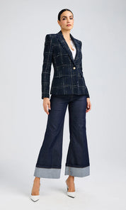 AIMEE WINDOWPANE TWEED BLAZER