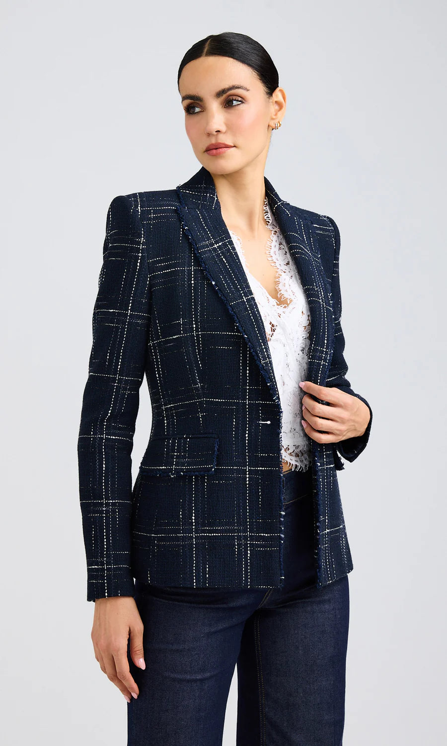 AIMEE WINDOWPANE TWEED BLAZER