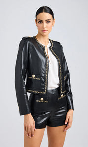 JEMMY CHAIN VEGAN LEATHER JACKET