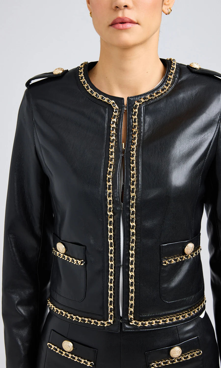 JEMMY CHAIN VEGAN LEATHER JACKET