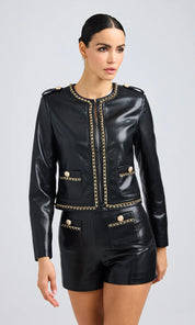 JEMMY CHAIN VEGAN LEATHER JACKET