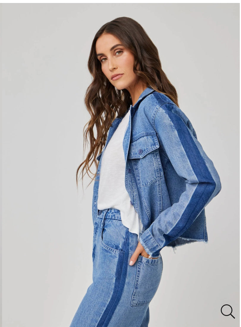 Billie Tacked Sleeve Denim Jacket - Vintage Laguna Wash