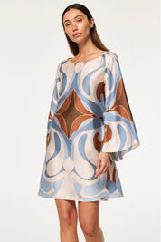 MISA TWIGGY DRESS | Swan Print Satin