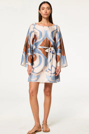 MISA TWIGGY DRESS | Swan Print Satin