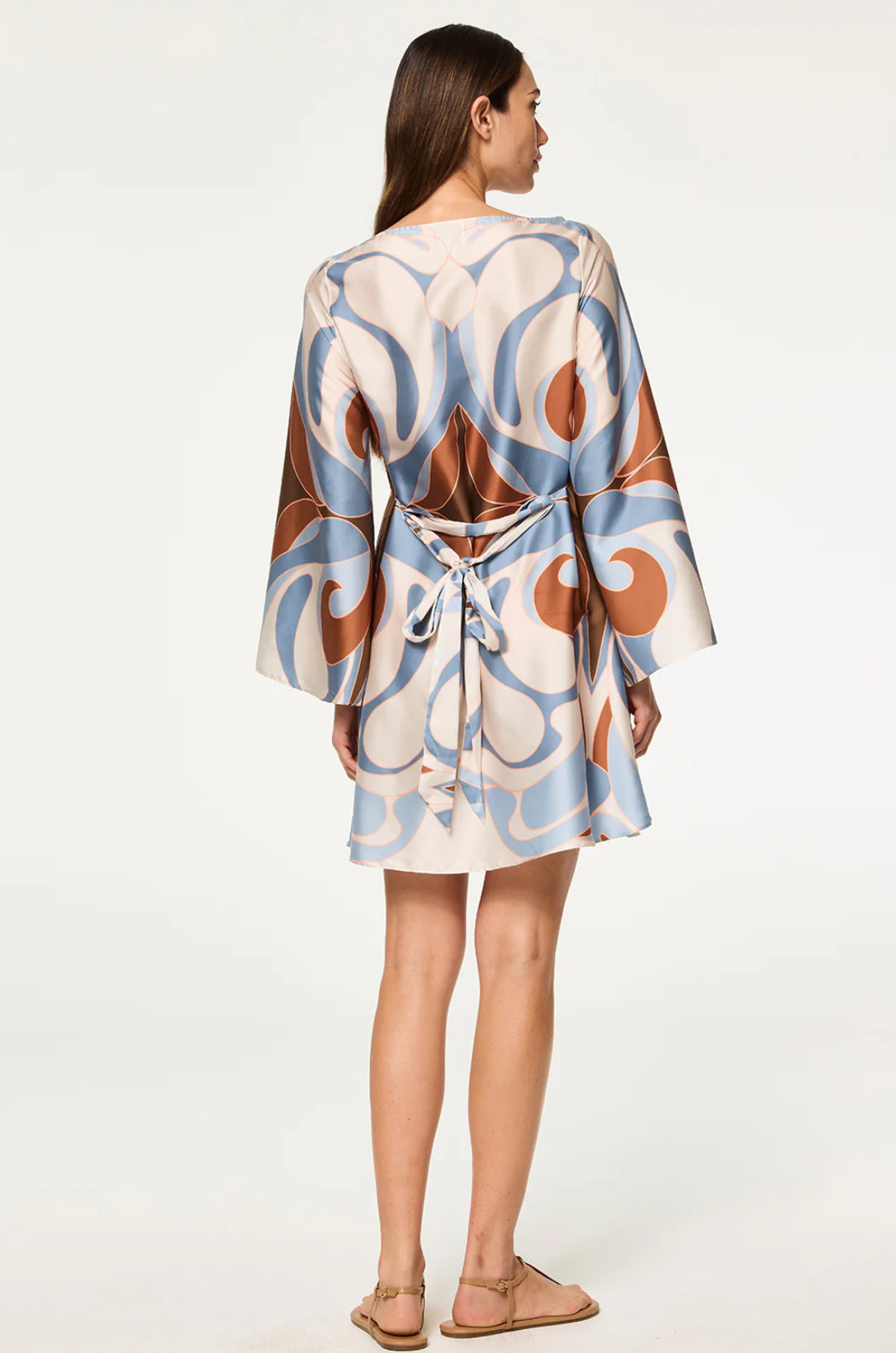 MISA TWIGGY DRESS | Swan Print Satin