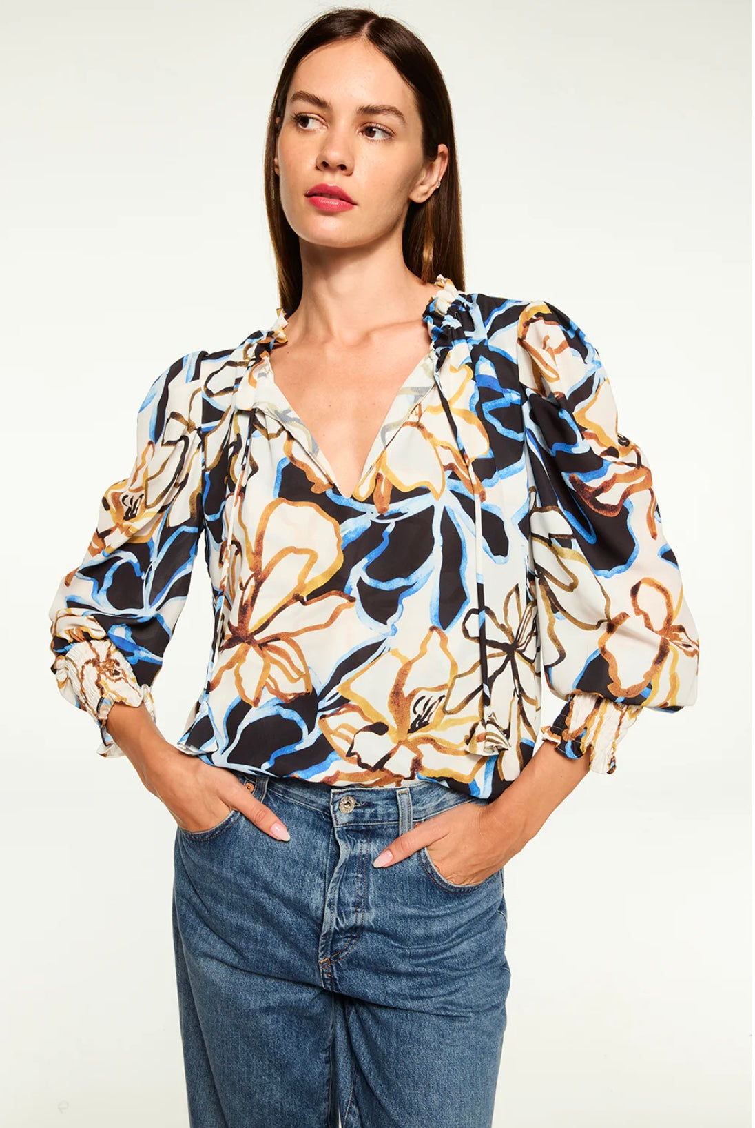 MISA SIENA TOP | Bold Blooms Crepe