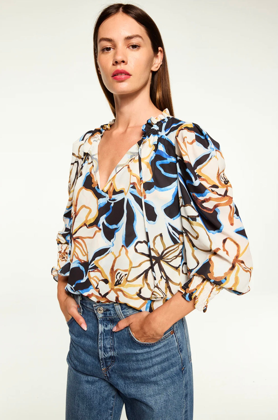 MISA SIENA TOP | Bold Blooms Crepe