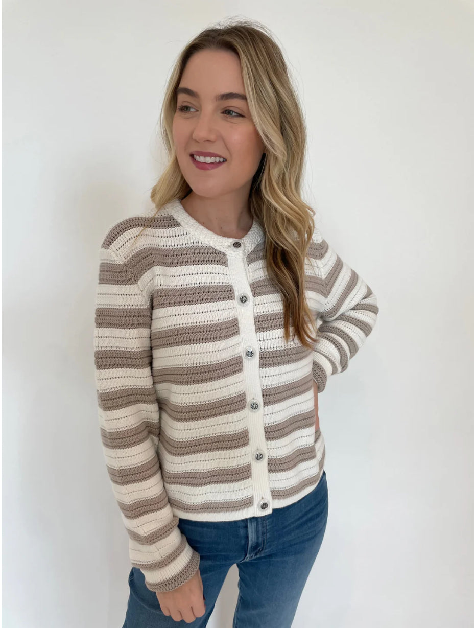 Textured Stripe Jacket | Bleach White/Sand Dollar