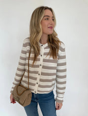 Textured Stripe Jacket | Bleach White/Sand Dollar