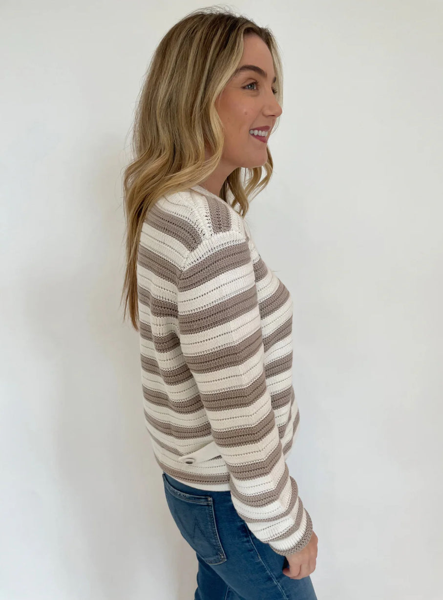 Textured Stripe Jacket | Bleach White/Sand Dollar