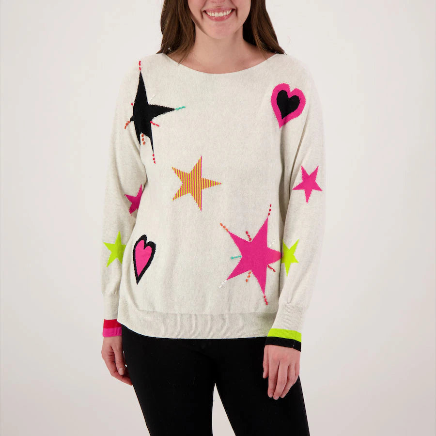 Hearts & Stars Sweater | Lt Marl