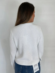 Lydia Rib Cardigan With Pocket - White