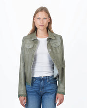 Alexa Patina Leather Jacket | Army