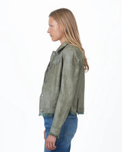 Alexa Patina Leather Jacket | Army