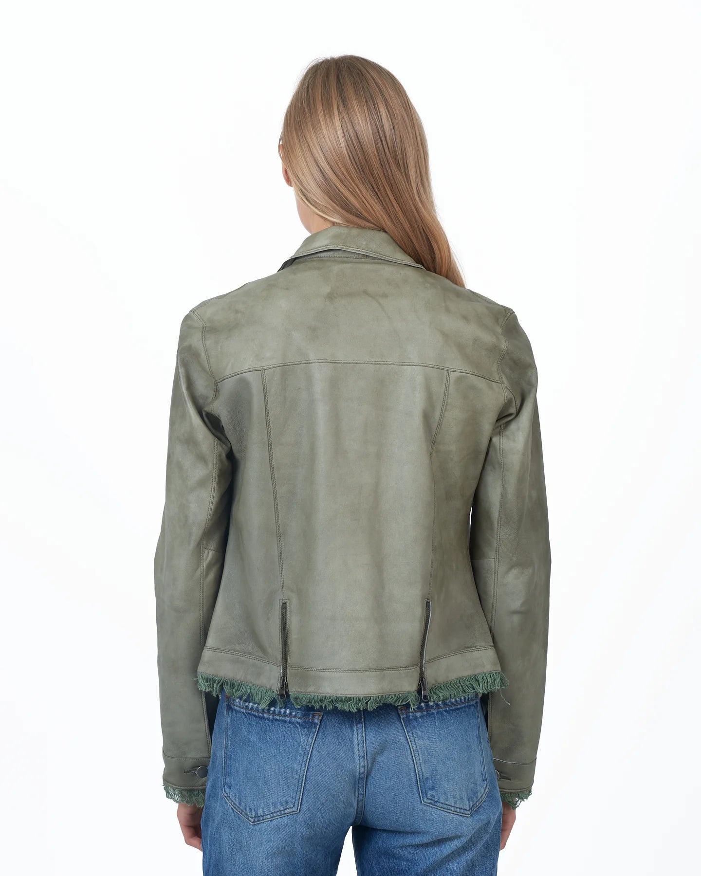 Alexa Patina Leather Jacket | Army