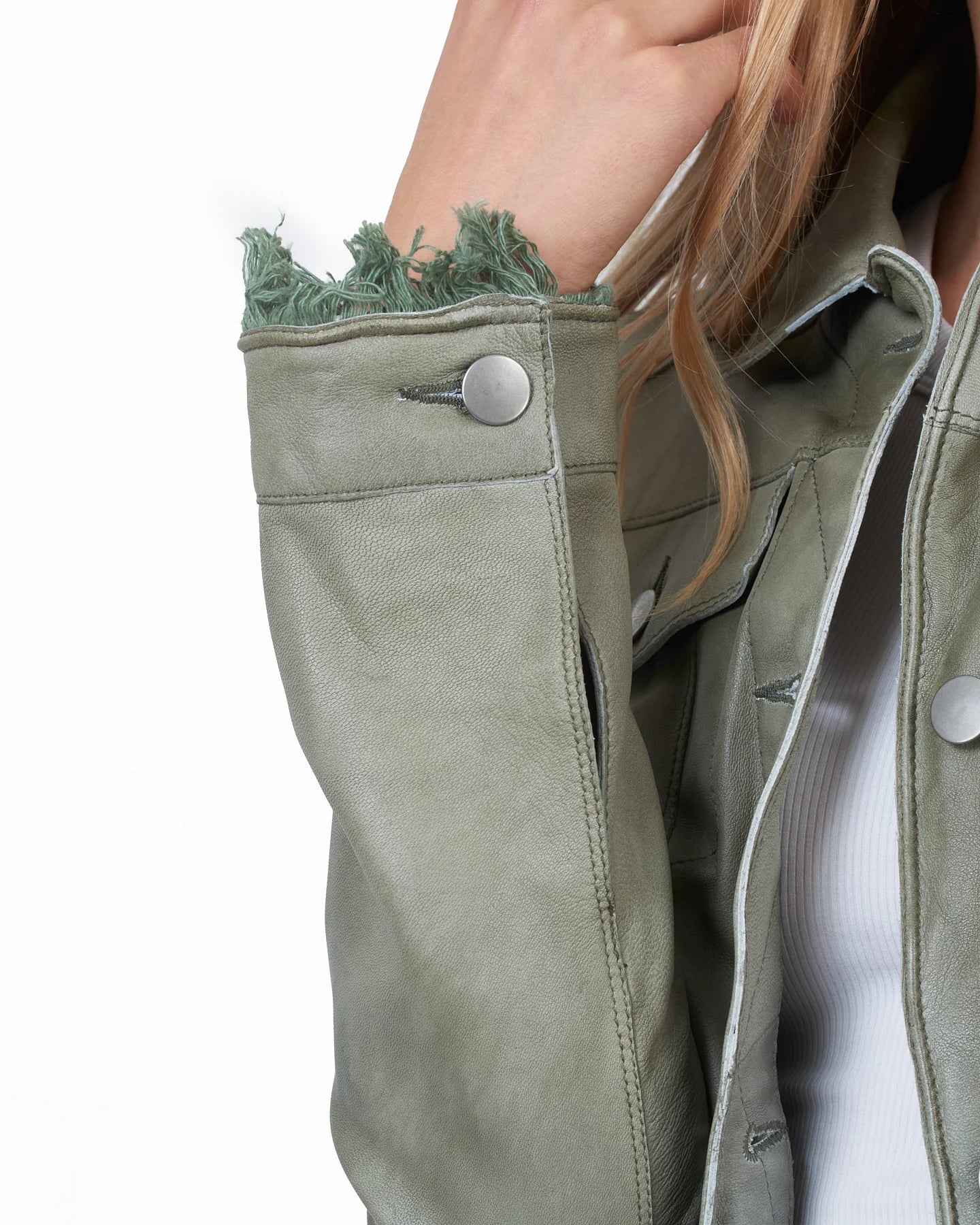 Alexa Patina Leather Jacket | Army