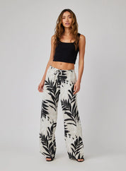 Wide Leg with Drawstring - Maui Palm Print