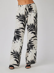 Wide Leg with Drawstring - Maui Palm Print