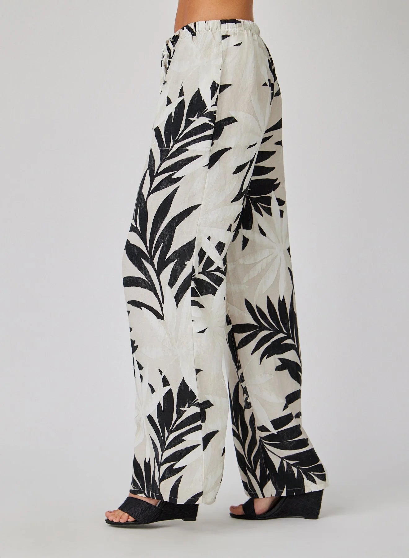 Wide Leg with Drawstring - Maui Palm Print