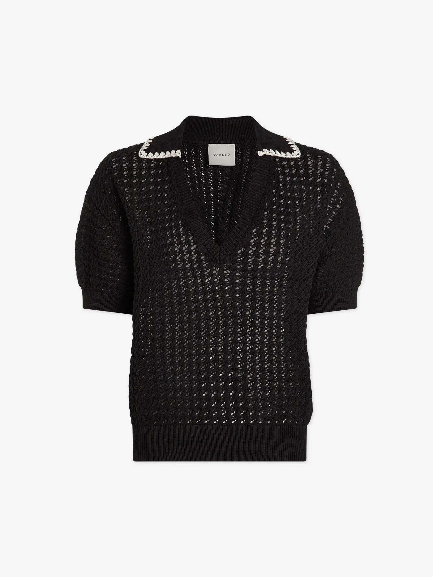 Monte V-Neck Knit Polo | Black